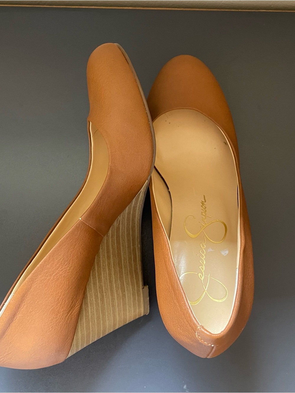 Jessica Simpson Tan Wedges Size 7 - Picture 6 of 9